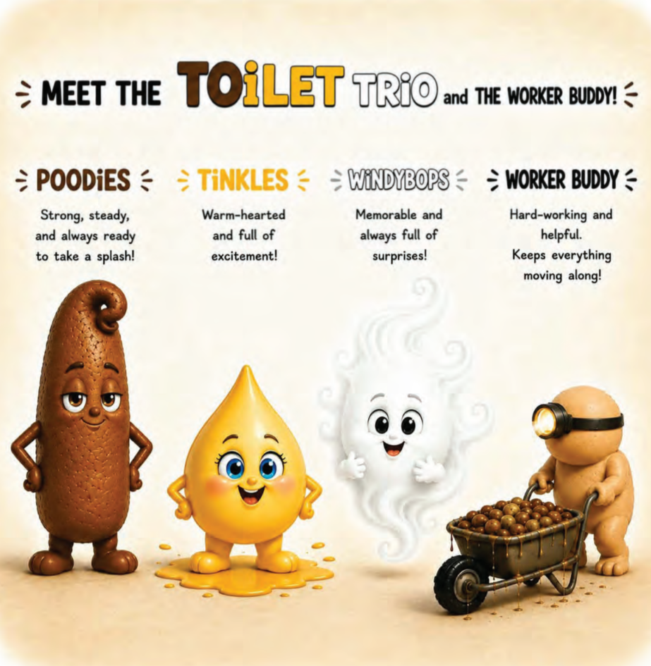Original book illustration of Poodies, Tinkles, Windybops and Worker Buddy