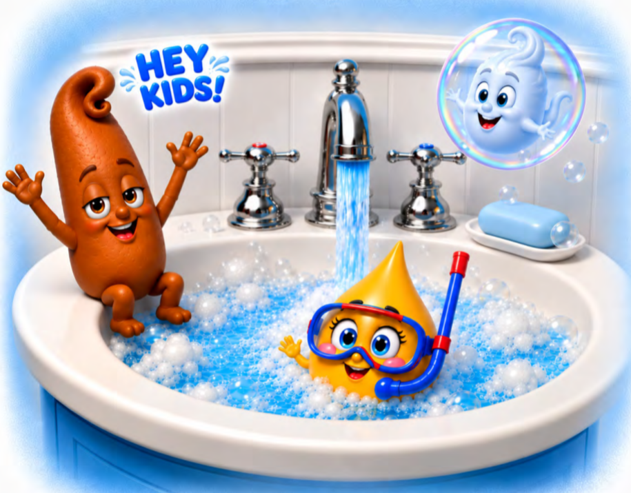 The three friends together in water